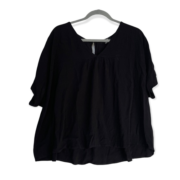 Madewell XL black blouse top v-neck short sleeve loose classic neutral modern. - Picture 1 of 7